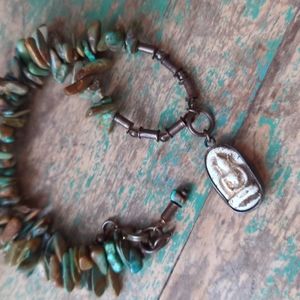 Artist-Made African Turquoise Necklace with Vintage Tibetan Buddha Charm